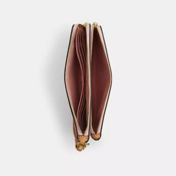 NWT Coach Double Zip Wristlet In Signature Canvas With Floral Charms Powder Pink - Picture 10 of 11